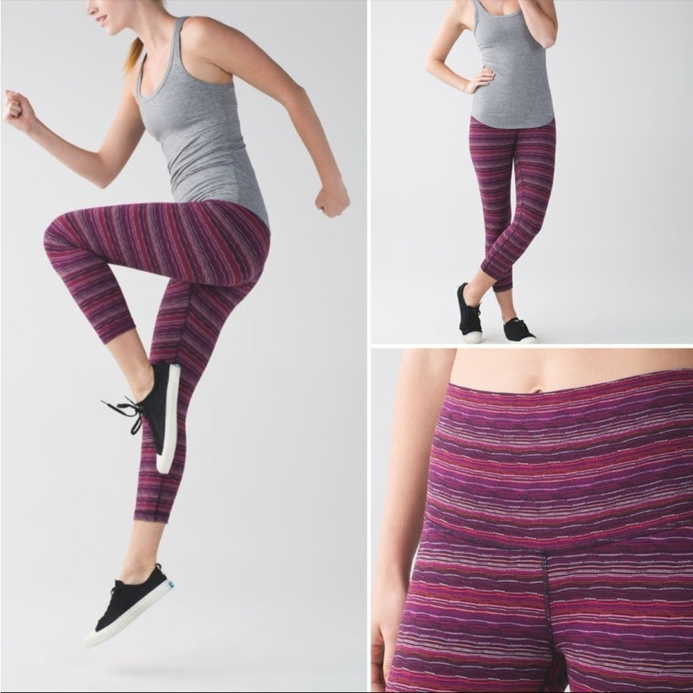 LULULEMON Wunder Under ~ Size 2 ~ Space Dye Twist Regal Plum Alarming Leggings